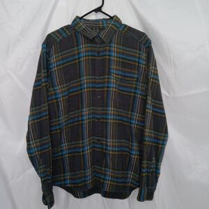 Patagonia Men's Lightweight Fjord Flannel Shirt Size Medium Long Sleeve Blue Tan